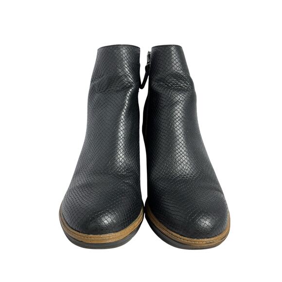 Dr. Scholl's FINDER KEEPER Black Faux-Snakeskin Ankle Boots 3" Heel Size 10 - Picture 2 of 9